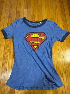 Superman Vintage Style Tee  Ringer Juniors Small